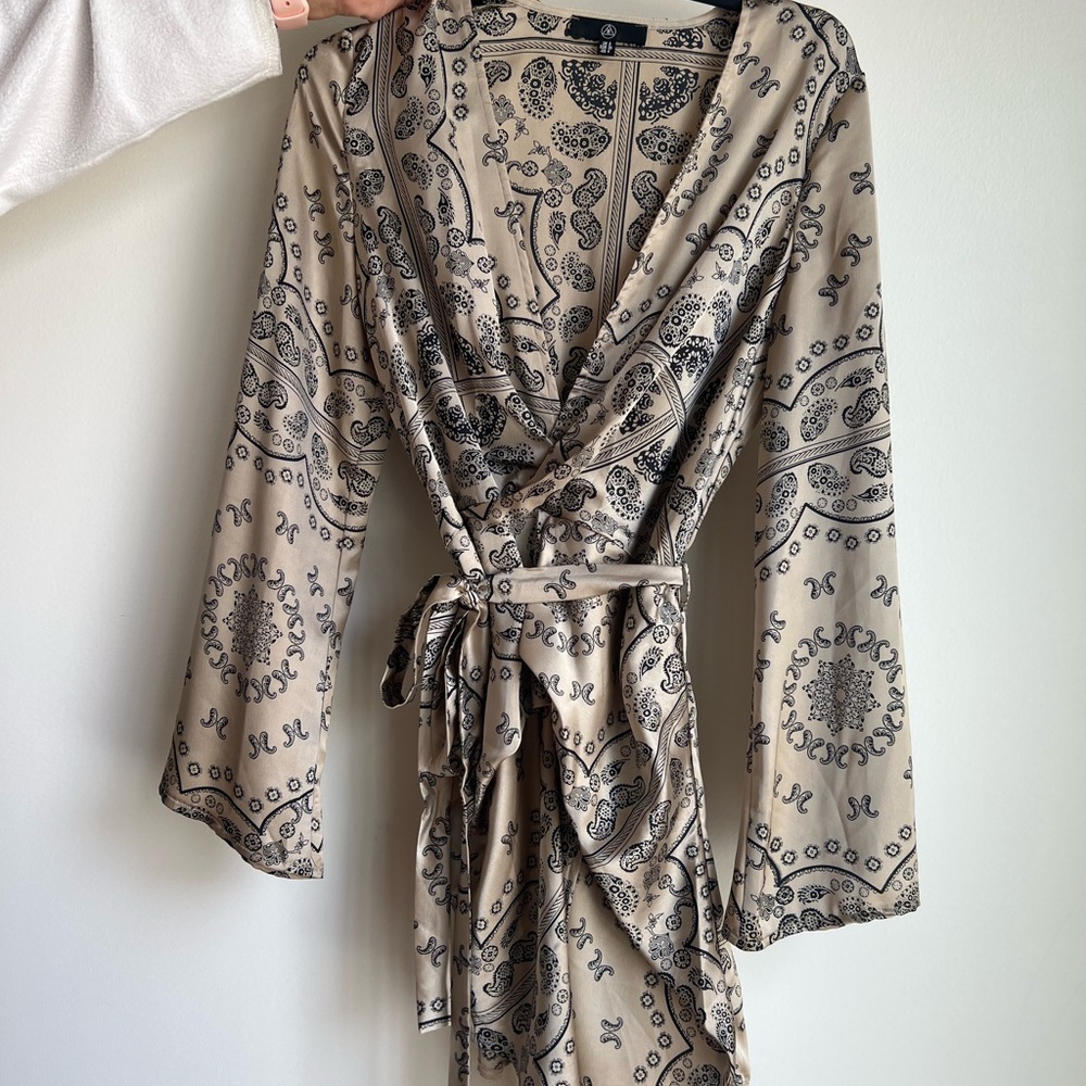 ASOS Silk Low Cut Wrap Tie Dress
